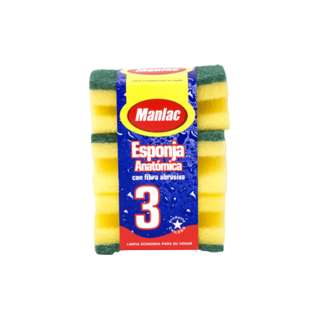 Esponja Acanalada Manlac, Pack 3