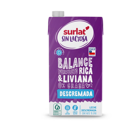 Leche Descremada Sin Lactosa Surlat, 1L