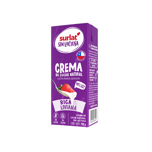 Crema de Leche Sin Lactosa Surlat, 200ml
