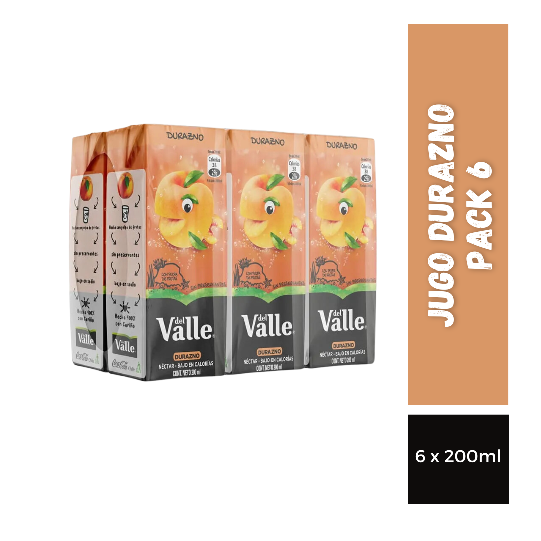Jugo Durazno Del Valle pack 6