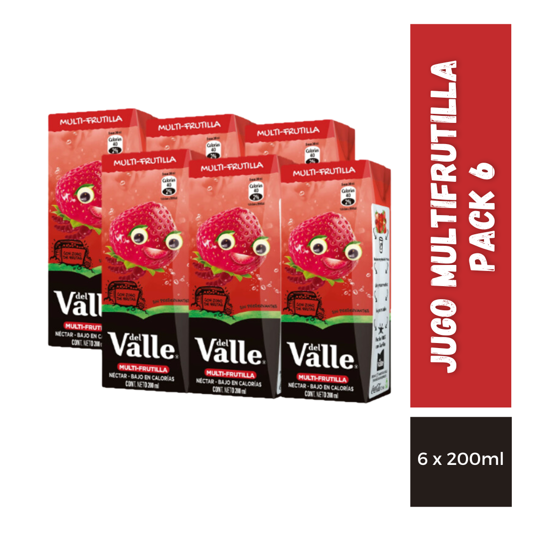 Jugo Multifrutilla Del Valle pack 6