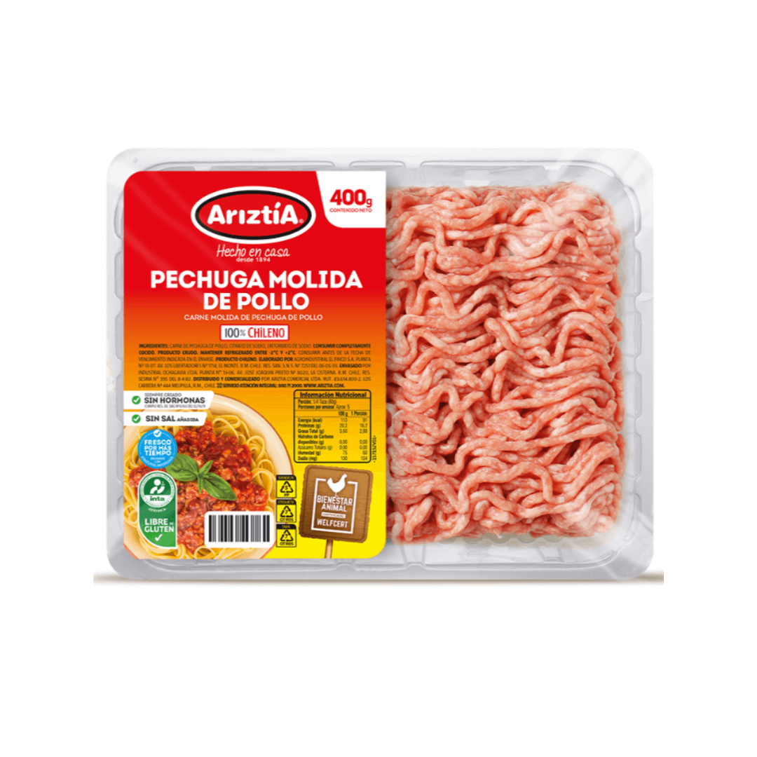 Carne Molida De Pechuga De Pollo Fresco Ariztia, 400g