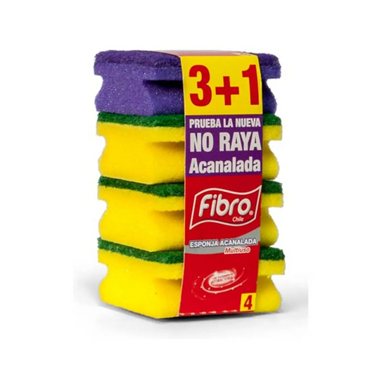Esponja Acanalada Fibro, pack 4