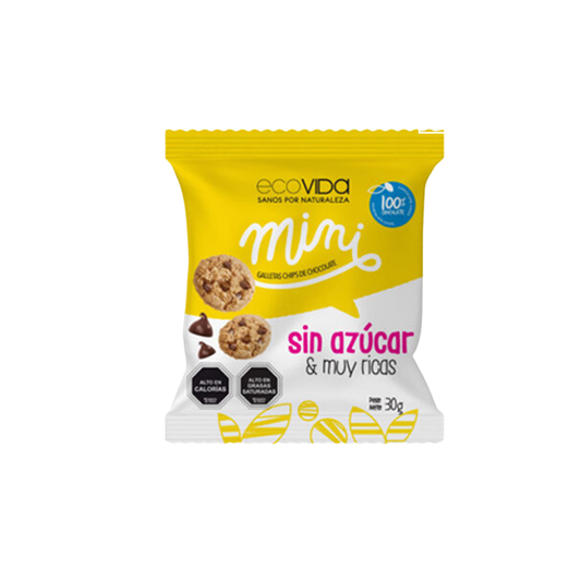 Galletas Mini Sin Azucar Chips Chocolate EcoVida, 30g