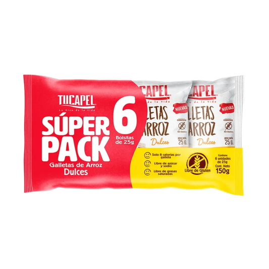 Galletas de Arroz Dulces Tucapel, Pack 6