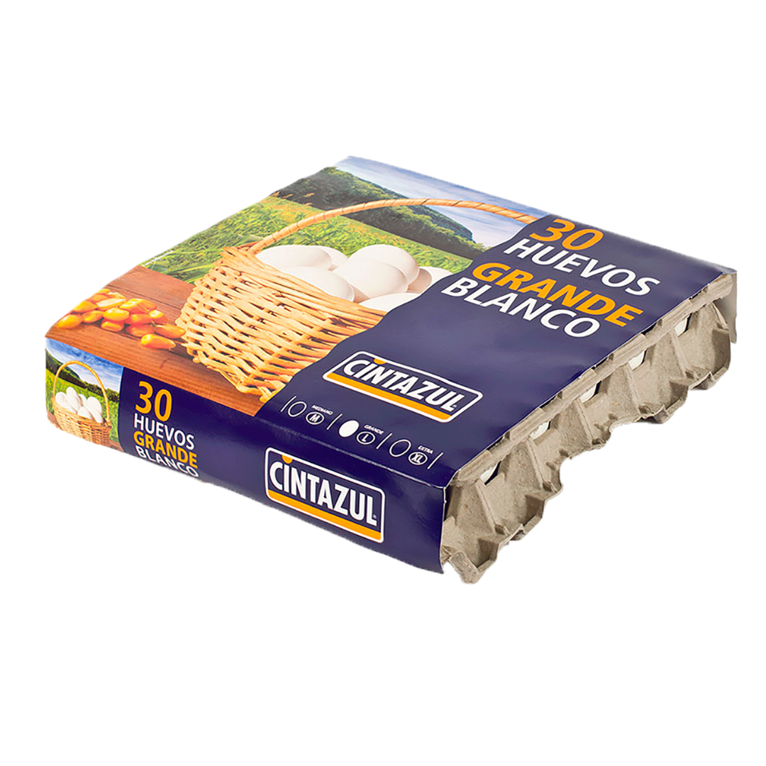 Huevo Cintazul Grande Blanco, 30u