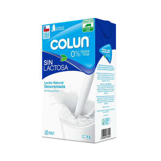 Leche Descremada Sin Lactosa Colun, 1L