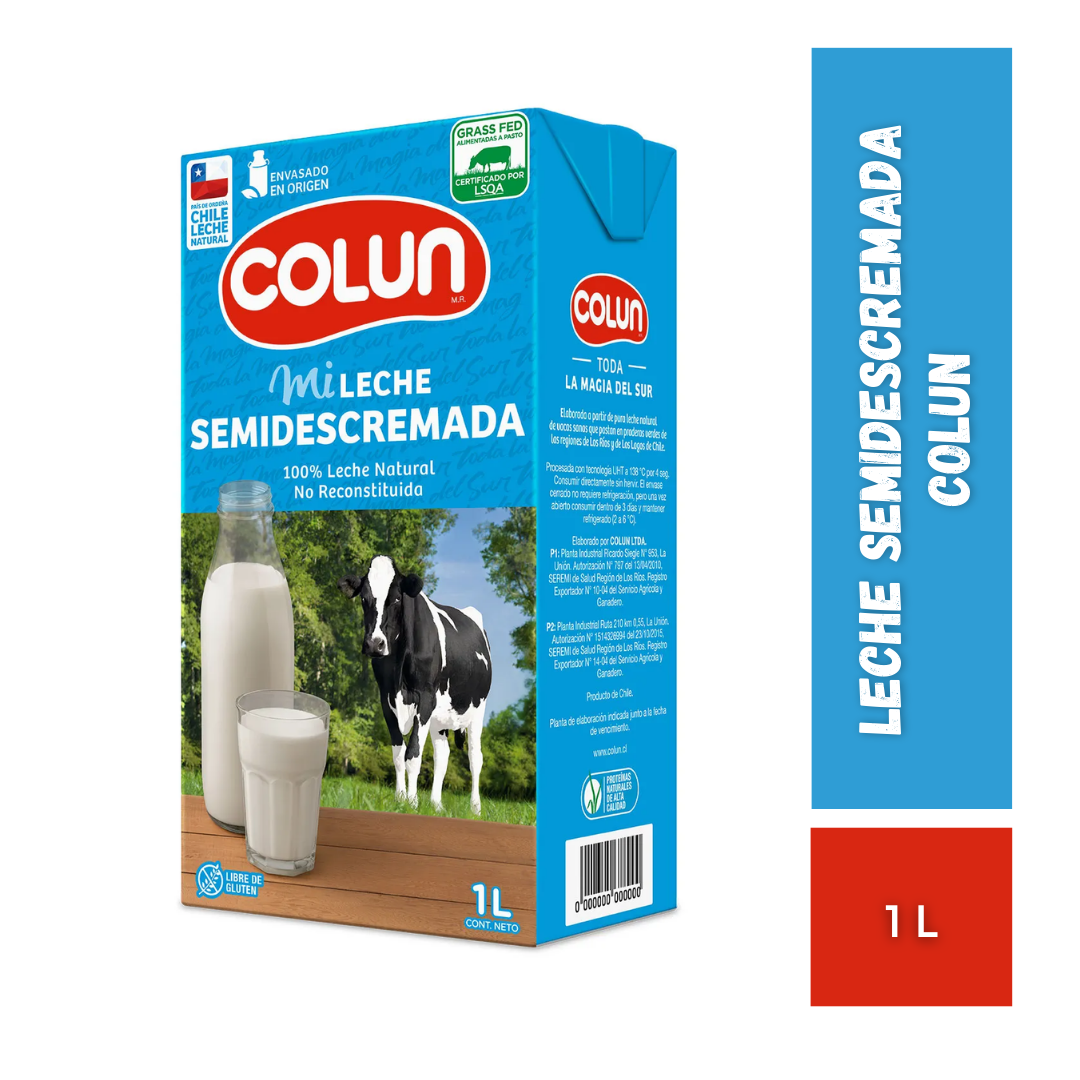 Leche Semidescremada Colun, 1L