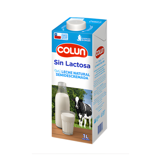Leche Semidescremada Sin Lactosa Colun, 1L