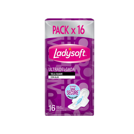 Toalla Higienica Ladysoft Día Tela Ultradelgada Suave, 16u