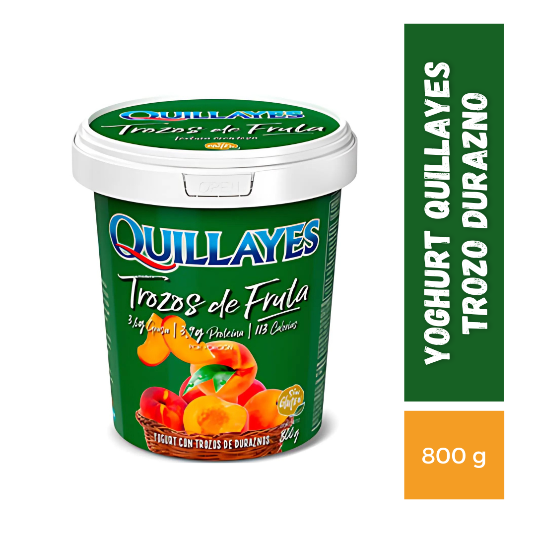 Yogurt Quillayes Trozos Durazno, 800g