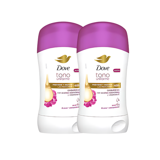Desodorante Dove Tono Uniforme Morado, Pack 2