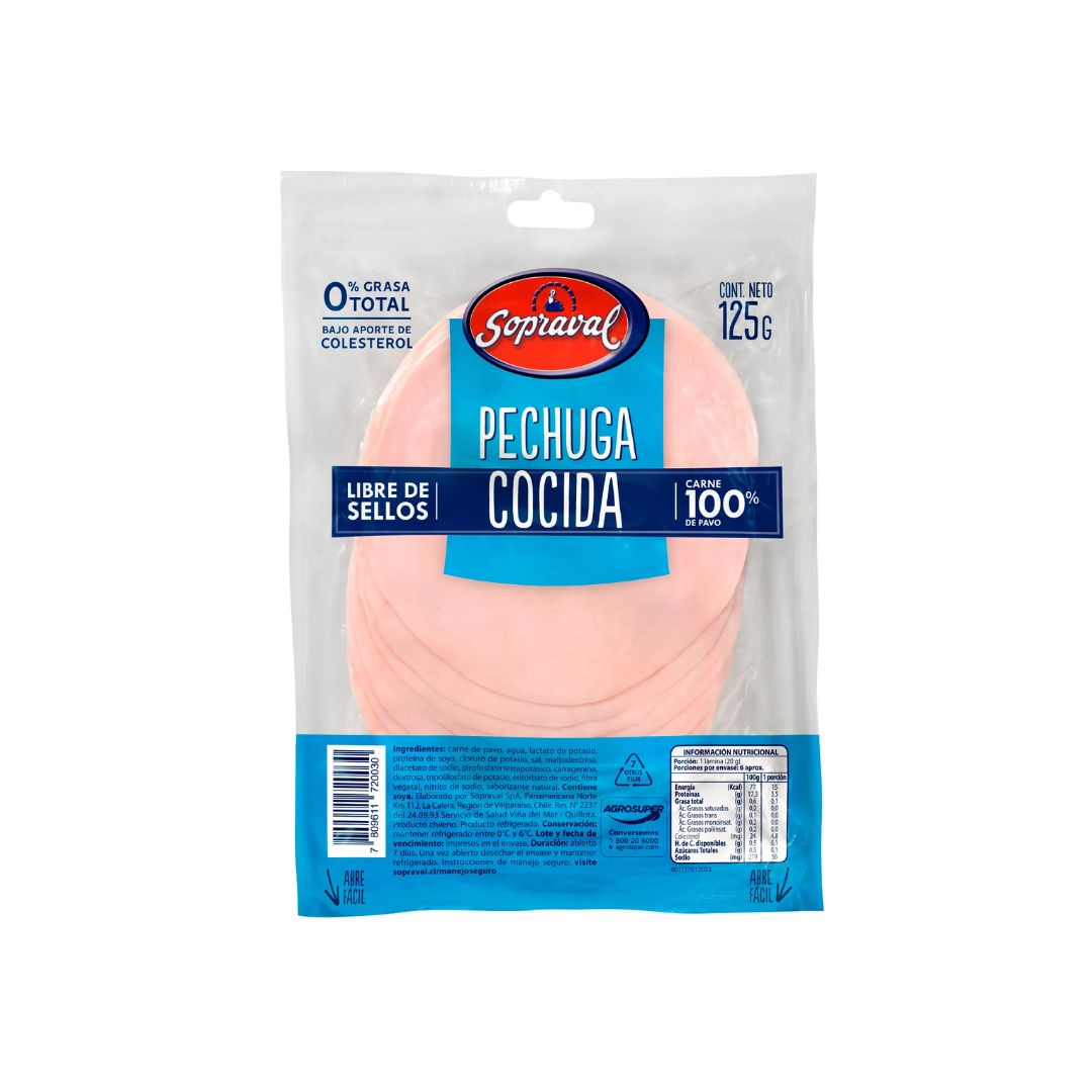 Pechuga de Pavo Cocida Sopraval, 125g
