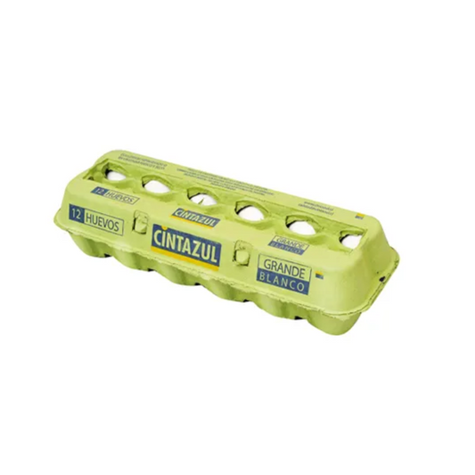 Huevo Cintazul Grande Blanco Docena