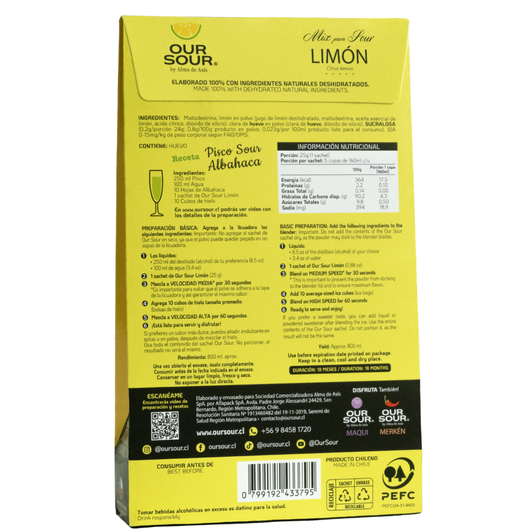 Sour Deshidratado Limon En Polvo Our Sour, 2u