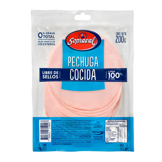 Pechuga de Pavo Cocida Sopraval, 200g