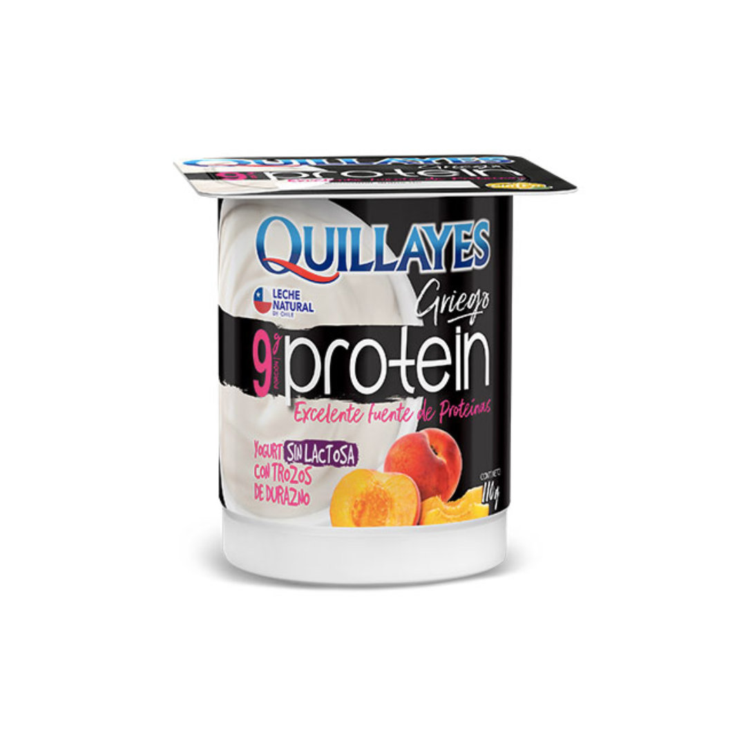 Yogurt Quillayes Protein Griego Durazno Sin Lactosa, 110g