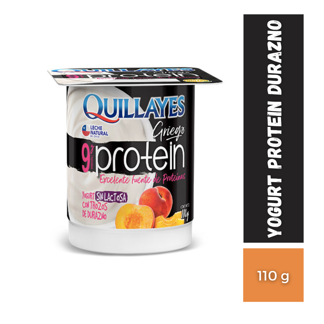 Yogurt Quillayes Protein Griego Durazno Sin Lactosa, 110g