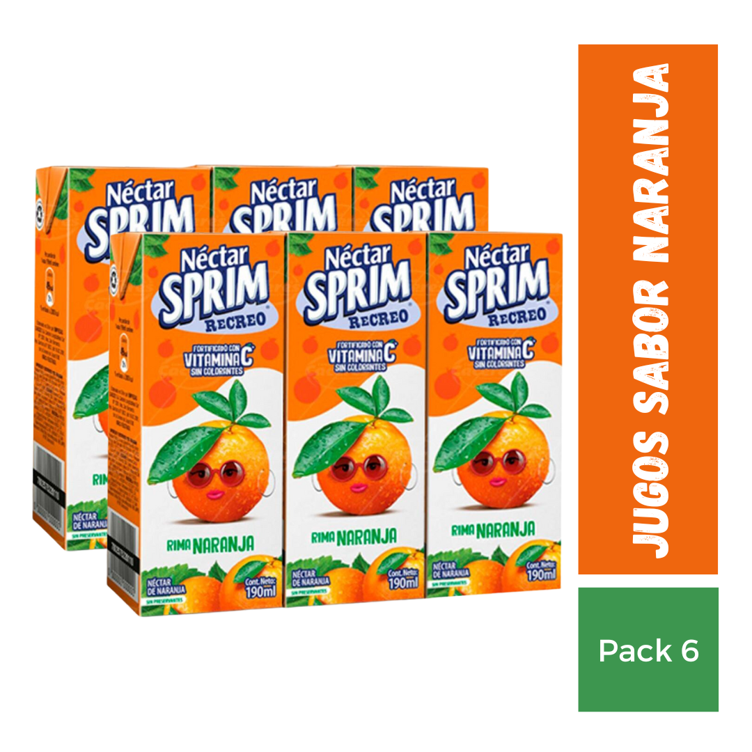 Jugo Sprim Naranja Pack 6