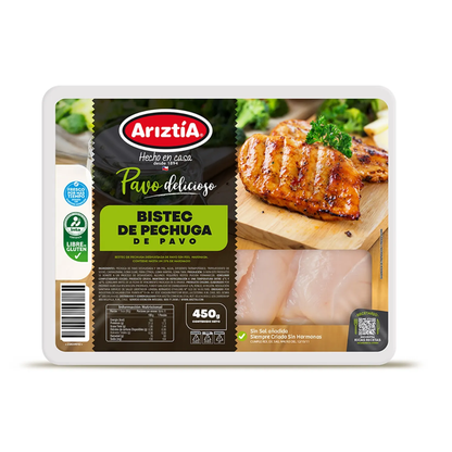 Bistec De Pavo Marinado Ariztia, 450g
