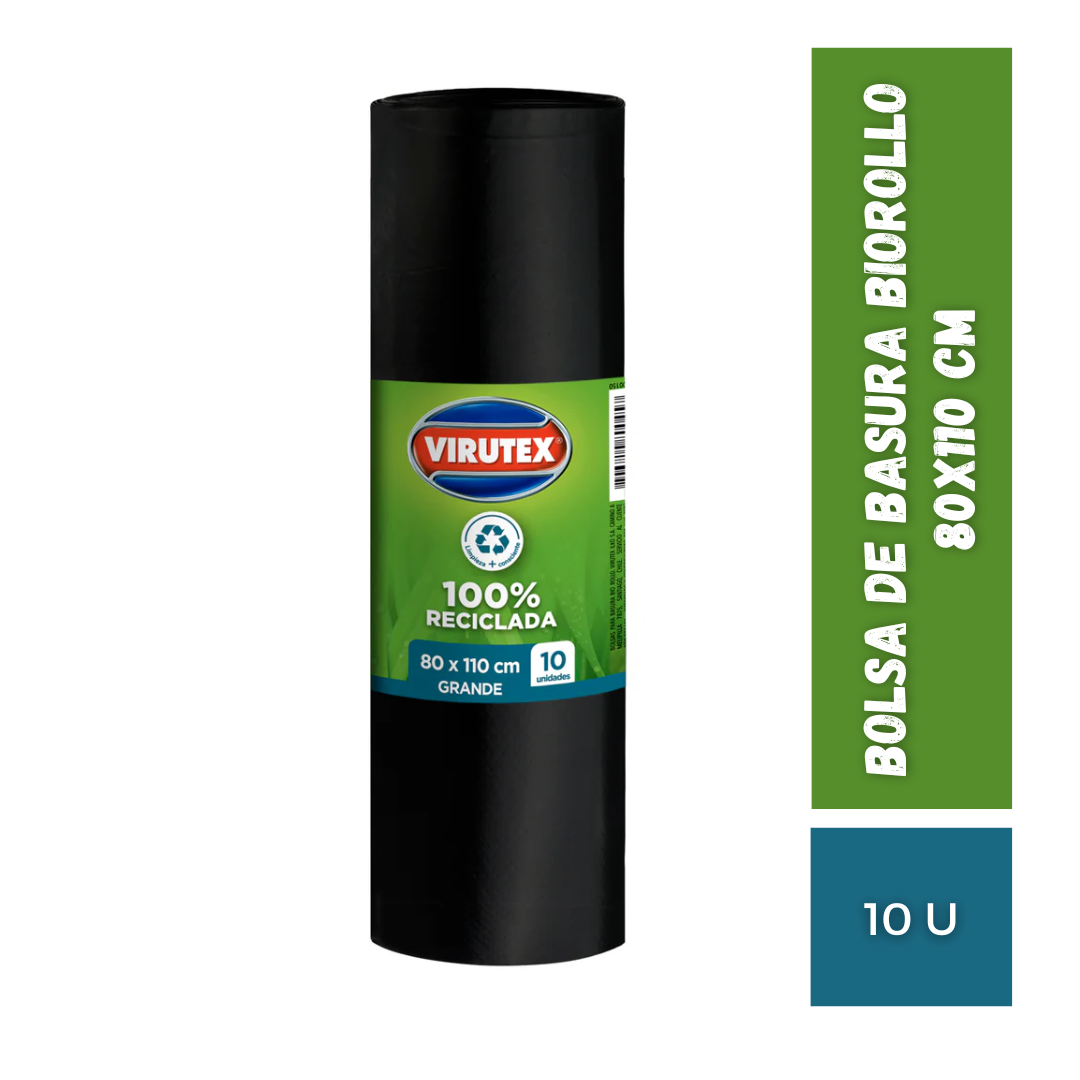 Bolsa De Basura Biorollo 80x110 Virutex, 10u