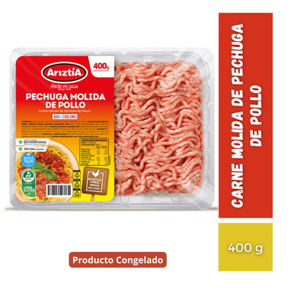 Carne Molida De Pechuga De Pollo Congelado Ariztia, 400g
