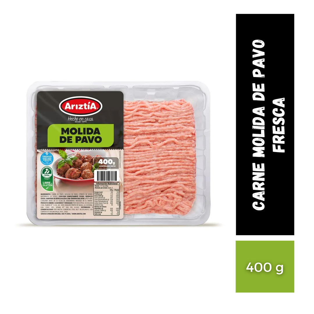Carne Molida De Pavo Fresca Ariztia, 400g