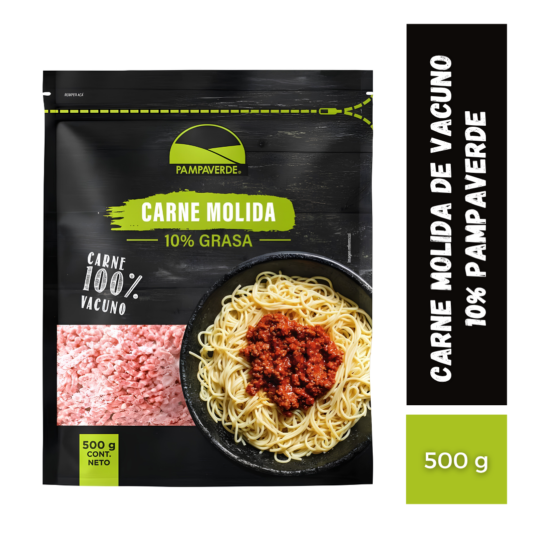 Carne Molida de Vacuno 10% Pampaverde, 500g