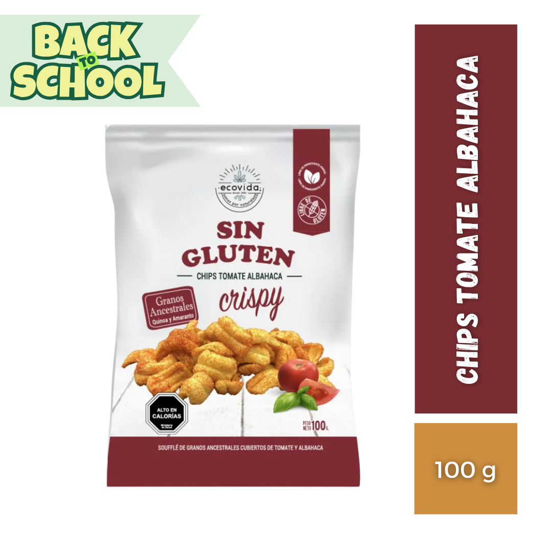 Chips Tomate Albahaca EcoVida, 100g