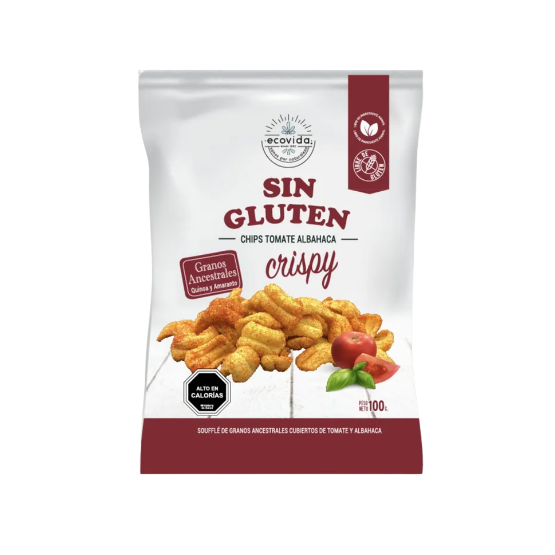 Chips Tomate Albahaca EcoVida, 100g