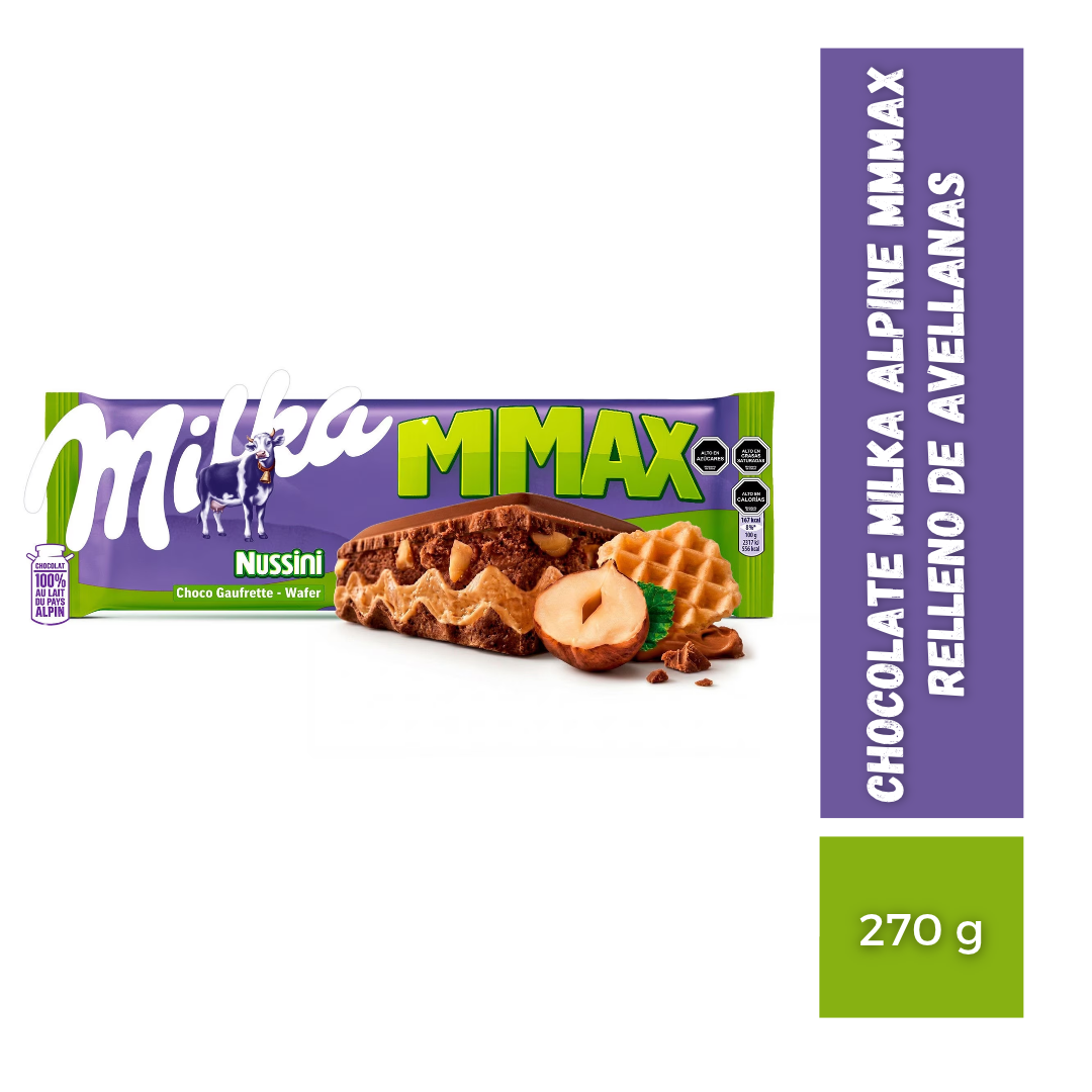 Chocolate Milka Alpine MMMAX Relleno De Avellanas, 270g