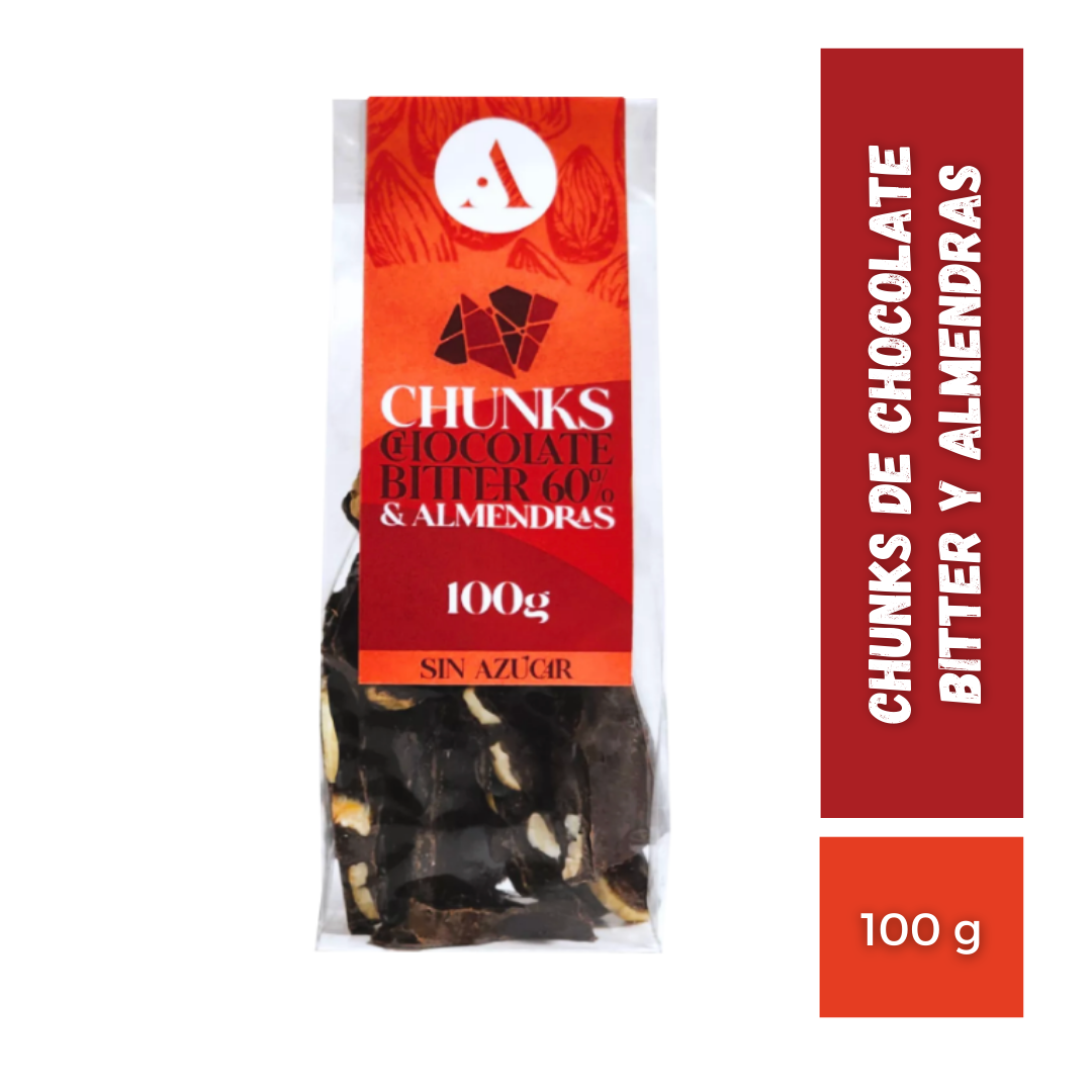 Chunks De Chocolate Bitter 60% y Almendras, 100g