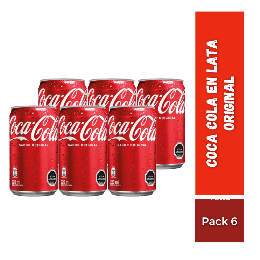 Coca Cola en Lata Original pack 6u, 220ml