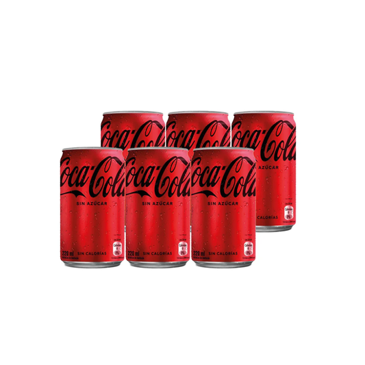 Coca Cola en Lata Sin Azúcar pack 6u, 220ml