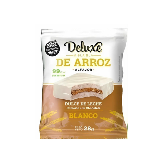 Alfajor Arroz Chocolate Blanco Dulce de Leche Deluxe, 28g