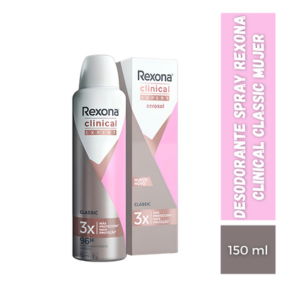 Desodorante Aerosol Rexona Clinical Classic Mujer, 150ml