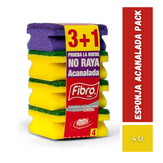 Esponja Acanalada Fibro, pack 4