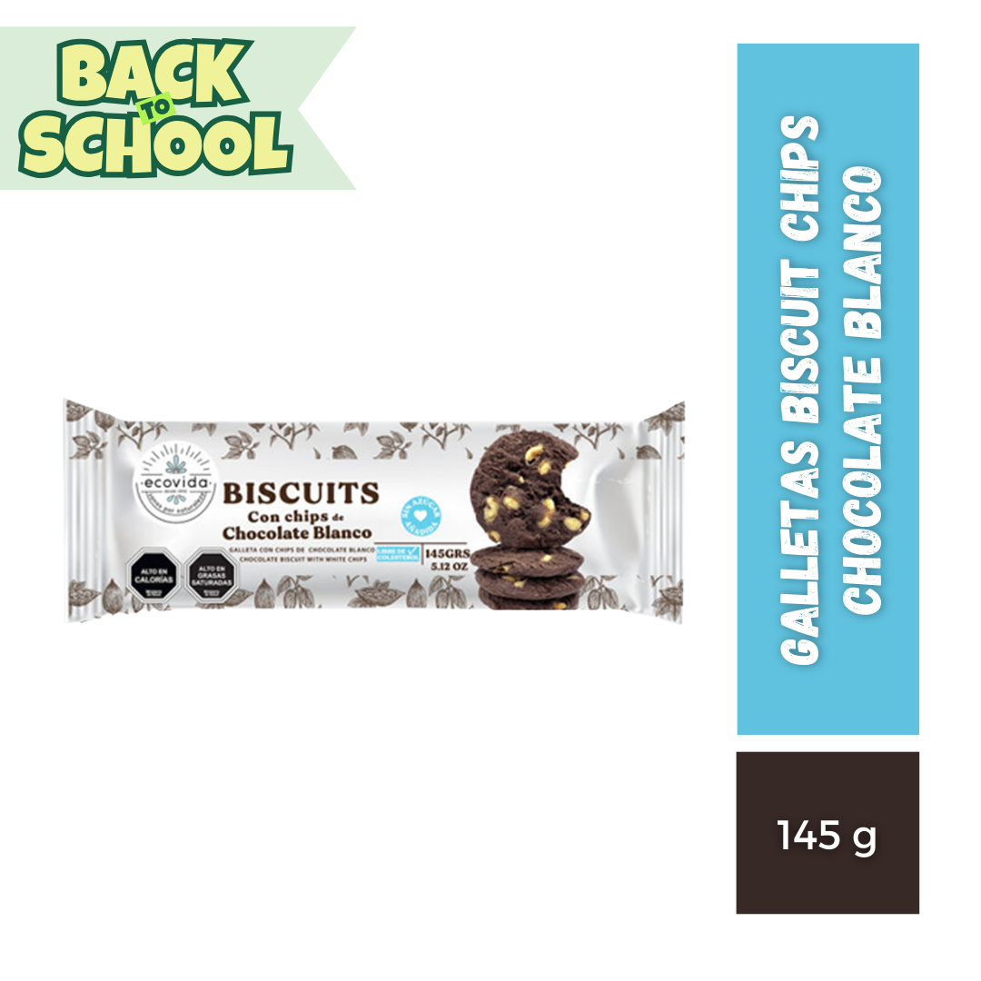 Galletas Biscuit Chips Chocolate Blanco EcoVida, 145g
