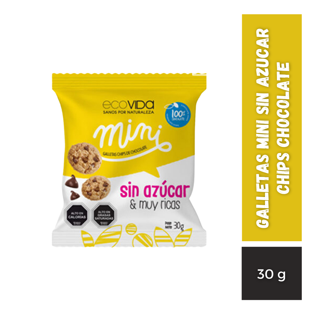 Galletas Mini Sin Azúcar Chips Chocolate EcoVida, 30g