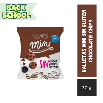 Galletas Mini Sin Gluten Chocolate Chips EcoVida, 30g
