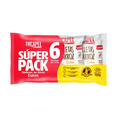 Galletas de Arroz Dulces Tucapel, Pack 6