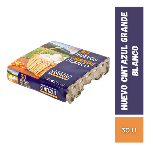 Huevo Cintazul Grande Blanco, 30u