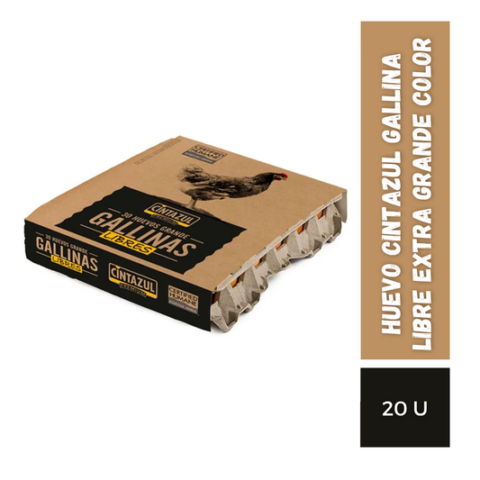 Huevo Cintazul Gallina Libre Extra Grande Color, 20u