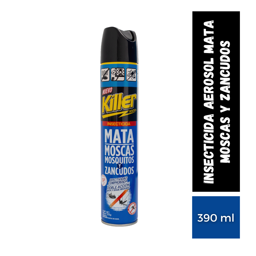 Insecticida Aerosol Mata Moscas y Zancudos Killer, 390ml