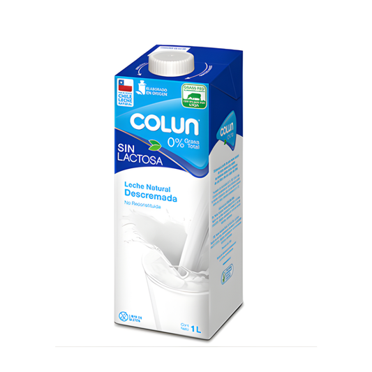 Leche Descremada Sin Lactosa Colun, 1L