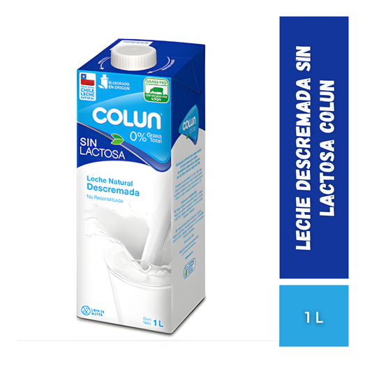 Leche Descremada Sin Lactosa Colun, 1L