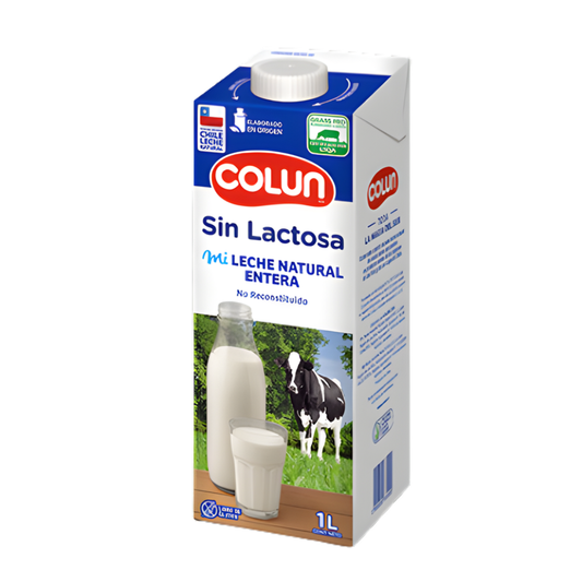 Leche Entera Sin Lactosa Colun, 1L