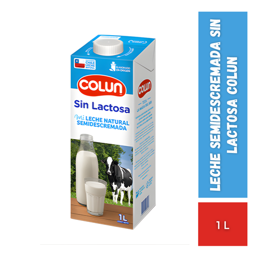 Leche Semidescremada Sin Lactosa Colun, 1L