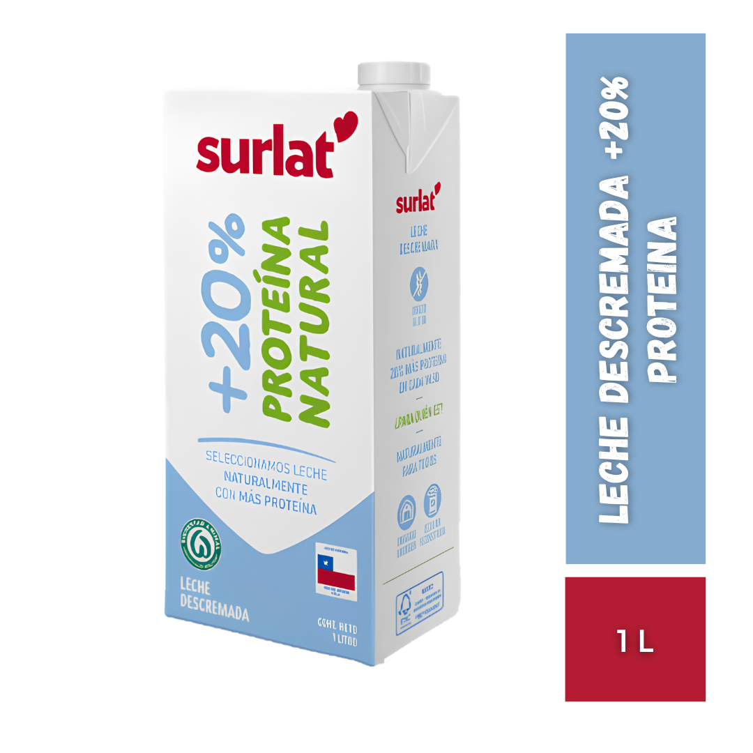 Leche Descremada +20% Proteína Surlat, 1L