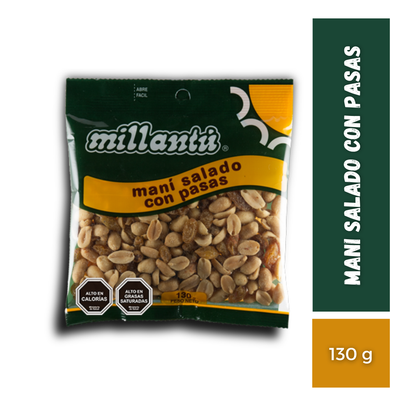 Maní Salado Con Pasas Millantu, 130g